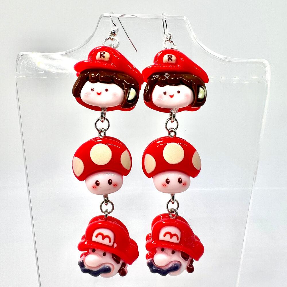 Mario Earrings - Chain Earrings - Yoshi Earrings - Gamer Accessories Gifts